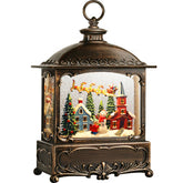 Priddop front view of lantern glowing, showcases warm ambience