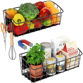 PrimZooty front view of two black magnetic shelves showing storage benefit