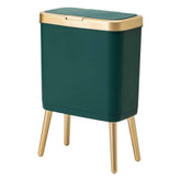 Procade front view showing green body and retro gold lid, stylish compact benefit