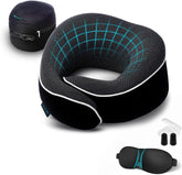 Proglobe front view of black neck pillow showing ergonomic support and comfort