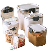 Progressive ProKeeper clear canisters front view showing organized baking staples and freshness