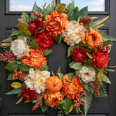 PureCosy front door wreath showing full fall arrangement and curb appeal