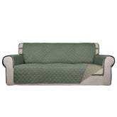 PureFit front view showing 66in cover protecting sofa, protects upholstery