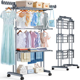 PurKeep front view of 4-tier drying rack showing capacity and organization
