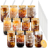 Purpeak front view of the 12-set can-shaped glasses showing gift-ready presentation