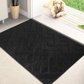 PURRUGS front view of black mat showing clean aesthetic and entrance protection