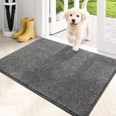 PURRUGS front view of mat showing light to dark grey and neat edges for tidy entryway