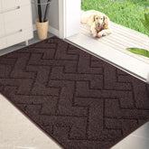 PURRUGS front view of brown doormat showing full coverage and clean entryway benefit