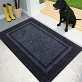 PURRUGS front view entry mat in bluish grey and charcoal shows sleek welcome and protection