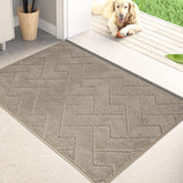 PURRUGS front view taupe mat showing clean entrance and curb appeal benefit