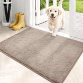 PURRUGS front view of taupe entry mat showing clean coverage and welcoming look