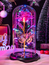 Pusuny front view of glass dome gift showcasing elegant lasting rose and glow
