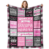 PVDSAVE blanket front view showing printed message and cozy texture for gifting