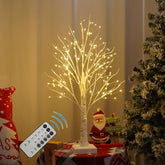 PXBNIUYA birch tree front view showing warm white glow and cozy ambiance