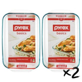 Pyrex Basics front view 9x13 pan showing clear glass and easy monitoring benefit