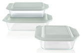 Pyrex 9x13 pan front view showing generous depth and clear glass benefit