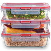Pyrex Freshlock front packaging showing three 6-cup containers and lids for organized storage