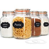 Qianfenie front view of four 50 oz jars showing organized pantry benefit