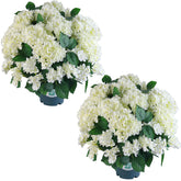QIANYUN potted hydrangea front view showing lifelike blooms and instant decor benefit