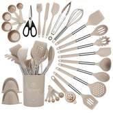 QMVESS set front view showing organized holder and utensils, convenient storage