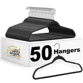 Quality Hangers front packaging showing 50-pack and space-saving benefit
