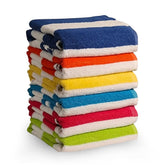 QUBA LINEN front view of cabana stripe towel pack, shows style and pack value