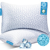 QUTOOL front-facing pillow pair showing clean white cooling cover and plush loft for restful sleep