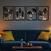 QXSXKJ front view of four framed ginkgo panels showing modern impact
