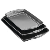 Rachael Ray front view of three-piece baking set showing all sizes and colors for versatility