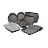 Rachael Ray front packaging showing full 10-piece bakeware set and benefit of complete collection