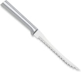 RADA tomato slicer front view showing full blade and handle for precise slicing