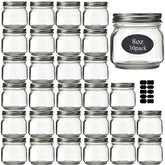 Rainforce front view of 30-pack jars showing clear glass and silver lids, ready to store
