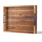RAKYTO front view of acacia tray showing clean lines and rustic finish for stylish serving