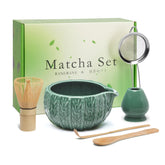 RANERANE matcha set front view showing complete kit and elegant dark green finish