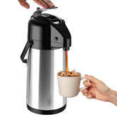Ratrabas carafe front view showing sleek stainless exterior and capacity benefit