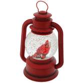 RAZ Imports red lantern front view with warm LED glow and cardinal