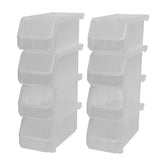 ReadySpace front view of 8-pack clear bins shows accessible open-front storage