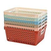 Really Good Stuff front view of six boho color baskets for tidy storage