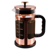 RealPero front view of rose gold French Press showing elegant profile and easy pour