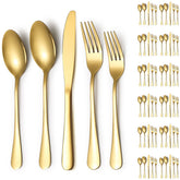 ReaNea front packaging showing 60-piece gold flatware set and complete service benefits