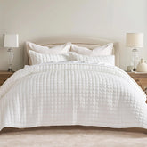 RECYCO front view bright white quilt showing clean, modern finish and instant bedroom refresh