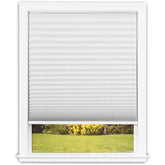 Redi Shade front packaging showing white fabric shade and fitting benefit