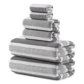 REDKISS front view of gray towel set showing full package and sizes for quick selection