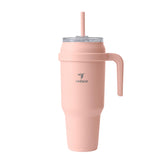 REDUCE front view showing pink clay finish and 50 oz capacity benefits