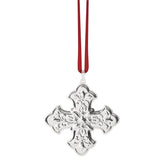 Reed & Barton front view of sterling cross ornament showing polished finish benefit