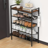 Refrze front view of 5-tier rack showing neat shoe organization and space saving
