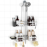 REINHARDT front view showing hanging caddy organizing shower essentials