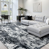 RELEANY front view of black white 8x10 rug showing modern abstract pattern and visual impact