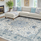 RELEANY front view of rug showing sunflower pattern and modern color palette, enhances decor
