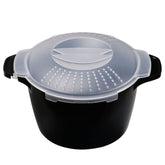 ReneeChef front view of steamer showing full container and lid, fast meals